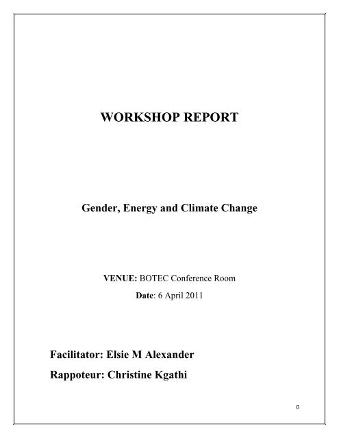 WORKSHOP REPORT Gender, Energy and ... - ENERGIA Africa