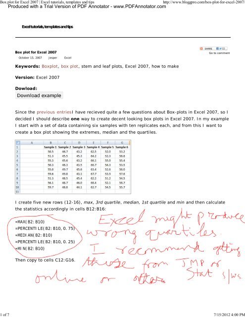 Box plot for Excel 2007 | Excel tutorials, templates and tips - People