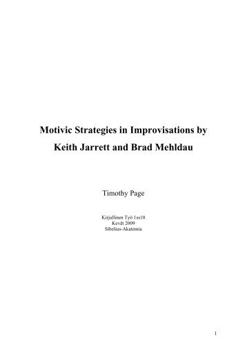 Motivic Strategies in Improvisations by Keith ... - Sibelius-Akatemia