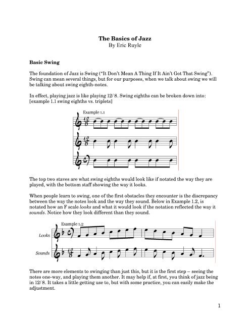 The Basics of Jazz By Eric Ruyle