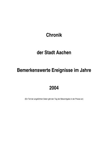 Chronik 2004 Stadt - Aachen