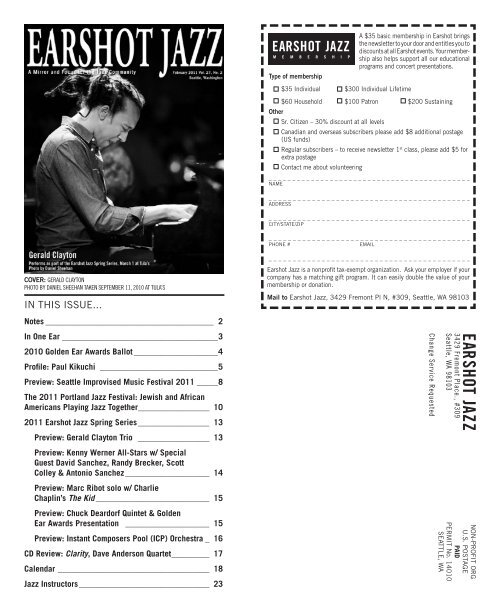 February 2011 issue - Earshot Jazz