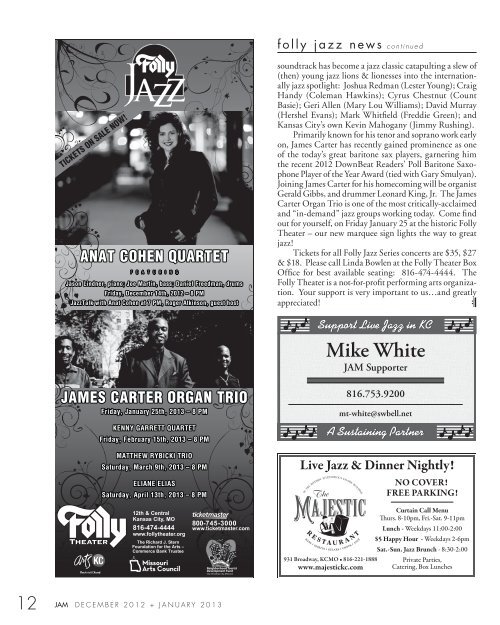 JAM Dec/JAN 2013 - Download now - Kansas City Jazz Ambassadors