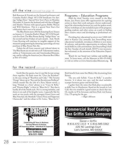 JAM Dec/JAN 2013 - Download now - Kansas City Jazz Ambassadors