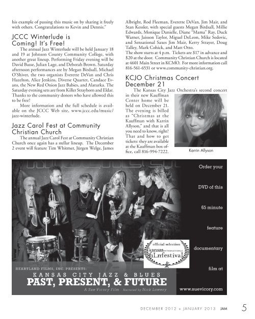 JAM Dec/JAN 2013 - Download now - Kansas City Jazz Ambassadors