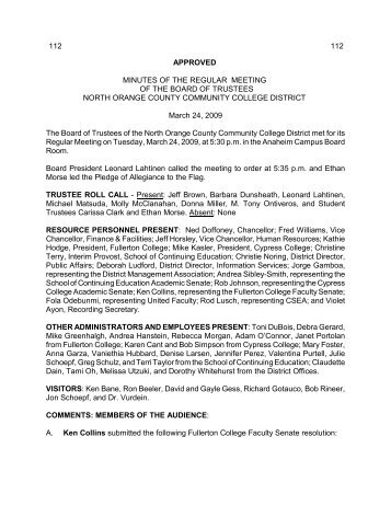 Meeting Minutes - North Orange County Community College District