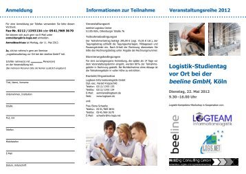 Logistik-Studientag vor Ort bei der beeline GmbH, Köln