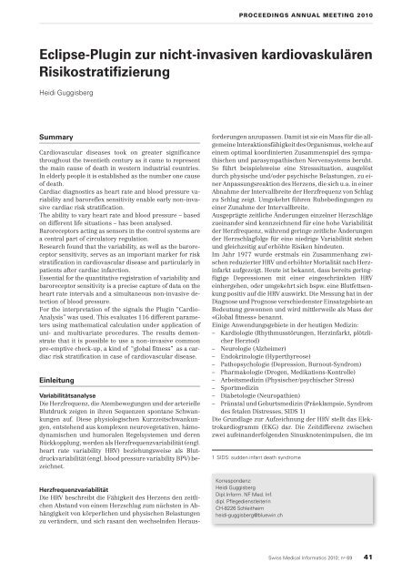 Swiss Medical Informatics SMI 69 - SGMI