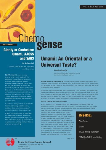 Umami: An Oriental or a Universal Taste? - ChemoSense