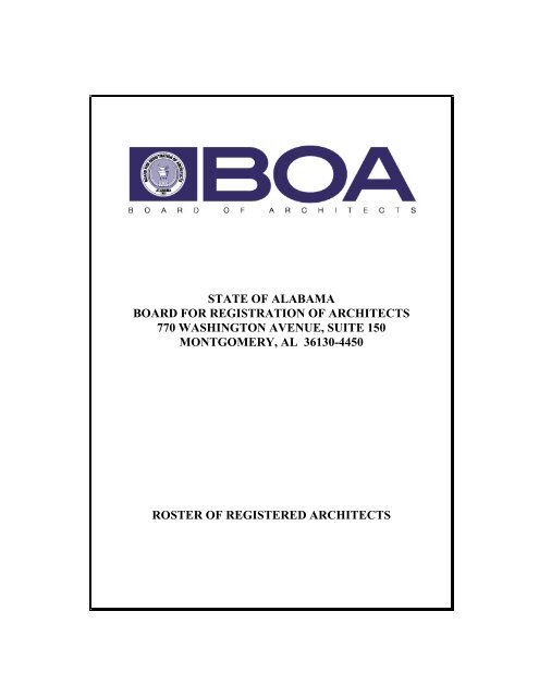 State of alabama board for registration of architects