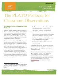 The PLATO Protocol for Classroom Observations - MET Project