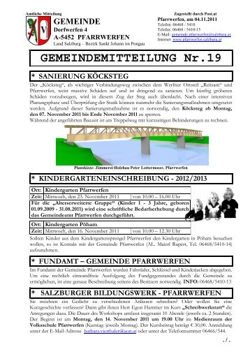 Gemeindemitteilung Nr. 19 (410 KB) - Pfarrwerfen - Salzburg.AT