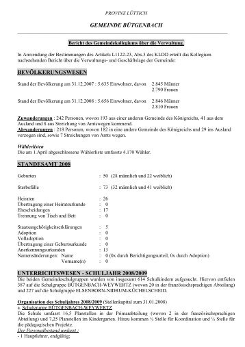 gemeinde bütgenbach bevölkerungswesen standesamt 2008 ...