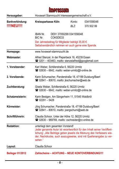 Nr. 139 01/2012 Vereinszeitung der Hovawart ... - HST Stammzucht