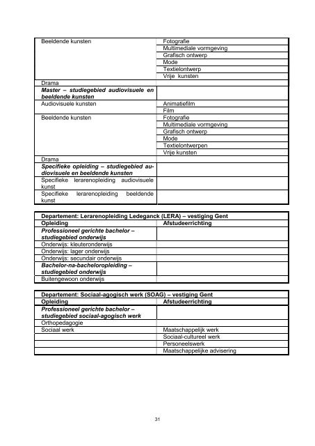 Vragenlijst voor het verslag 2011 over uw ... - Hogeschool Gent