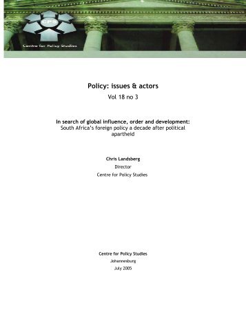 Policy: issues & actors - Centre for Policy Studies