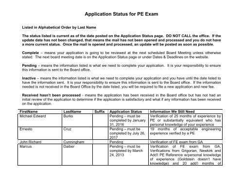 Application Status For Pe Exam Alabama Engineers Land - application status for pe exam alabama engineers land