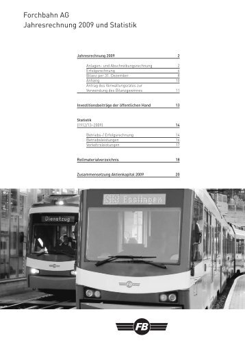 Forchbahn AG Jahresrechnung 2009 und Statistik