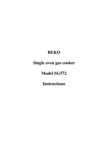 BEKO Single oven gas cooker Model SG572 ... - Art & Science