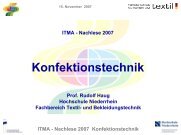 ITMA - Nachlese 2007 Konfektionstechnik Konfektionstechnisches ...