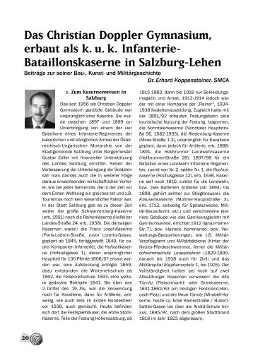 Bataillonskaserne in Salzburg-Lehen - Rainerregiment, IR 59 ...