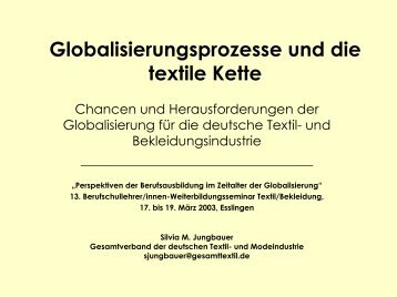 Globalisierungsprozesse und die textile Kette - ViBiNeT