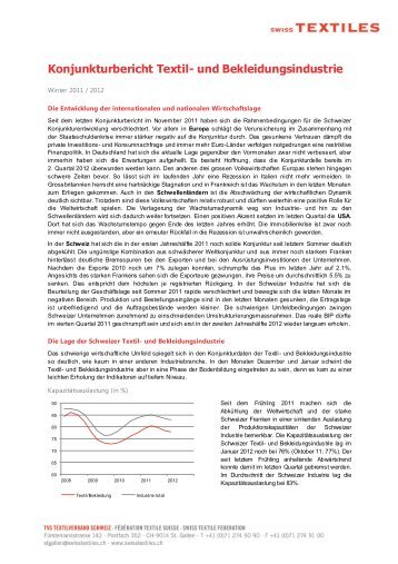 Konjunkturbericht Textil- und Bekleidungsindustrie - Swisstextiles.ch
