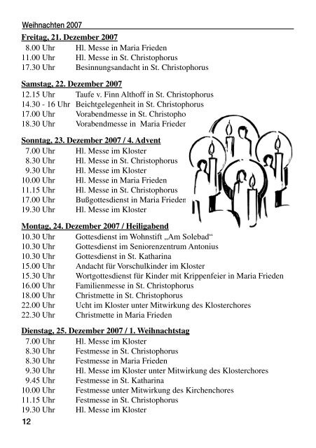 Weihnachtspfarrbrief 2007 - Pfarramt St. Christophorus