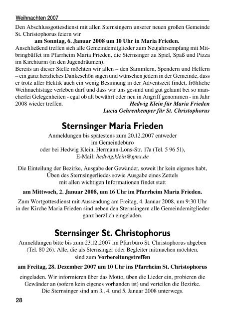 Weihnachtspfarrbrief 2007 - Pfarramt St. Christophorus