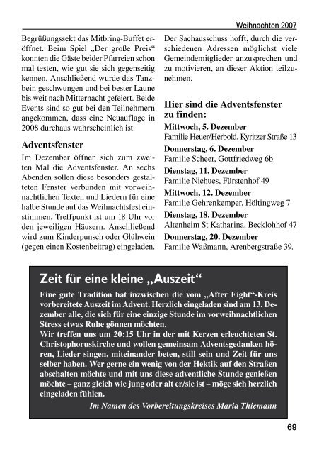 Weihnachtspfarrbrief 2007 - Pfarramt St. Christophorus