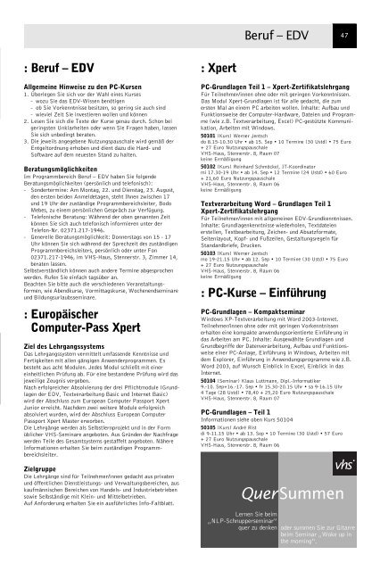 Programmheft 02/2005 - Iserlohn