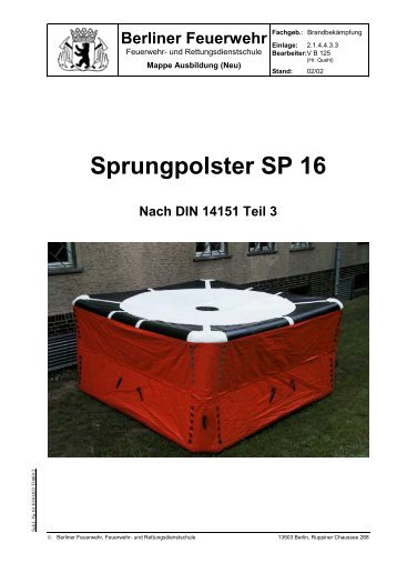 Sprungpolster SP 16 Nach DIN 14151 Teil 3 - Berliner Feuerwehr