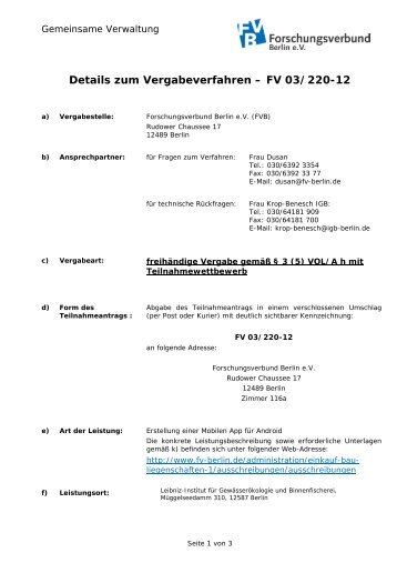 Details zum Vergabeverfahren – FV 03/220-12 - Die ...