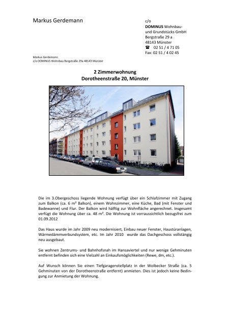 Markus Gerdemann - DOMINUS Wohnbau- und Grundstücks GmbH