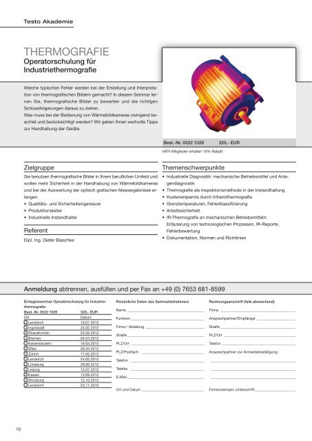 Testo Akademie Seminarübersicht 2012