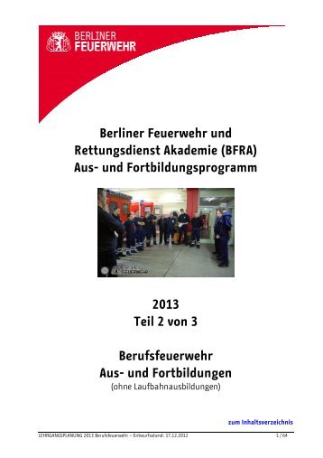 Berliner Feuerwehr und Rettungsdienst Akademie (BFRA) Aus- und ...