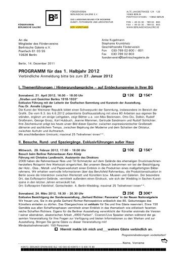 Programm 1. Halbjahr 2012 - Berlinische Galerie