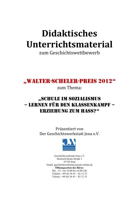 Didaktisches Unterrichtsmaterial - Geschichtswerkstatt Jena eV