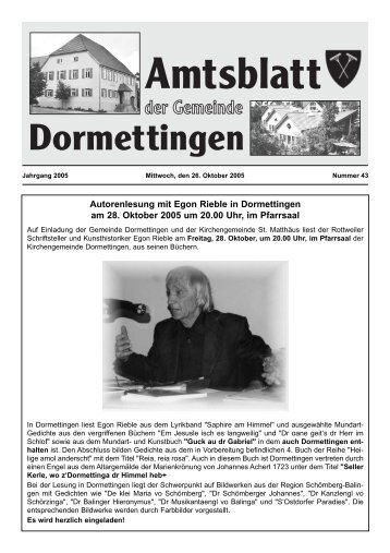 Einladung - Dormettingen