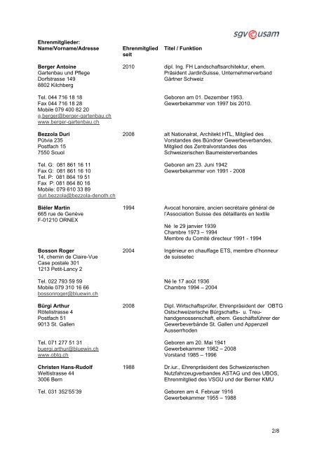 Ehrenmitglieder des sgv Stand 09.02.2012 - Schweizerischer ...