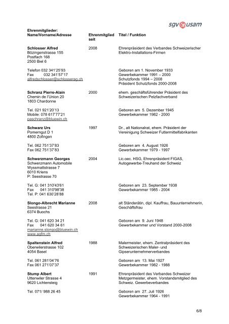 Ehrenmitglieder des sgv Stand 09.02.2012 - Schweizerischer ...