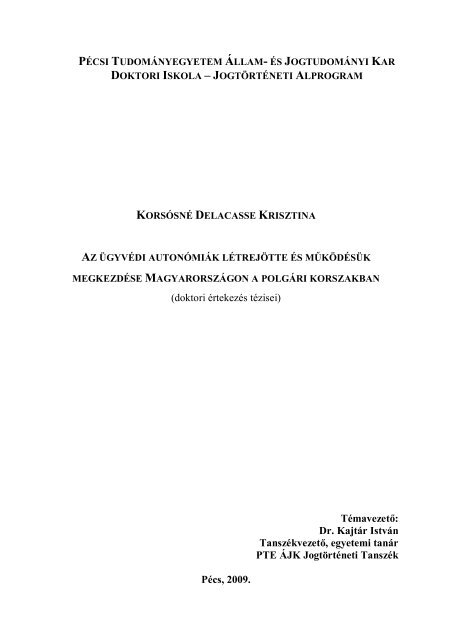 letölt (pdf) - ÁJK-Doktori Iskola - Pécsi Tudományegyetem