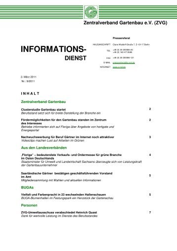 informations- dienst - Zentralverband Gartenbau eV