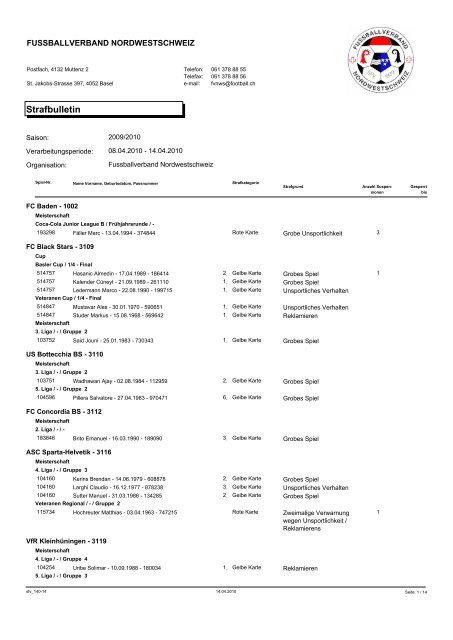 Fussballverband Nordwestschweiz FC BlackStars Basel