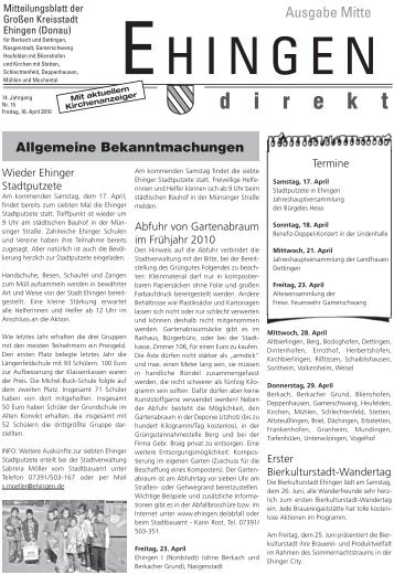 Mit dem Mitteilungsblatt immer informiert. - Stadt Ehingen