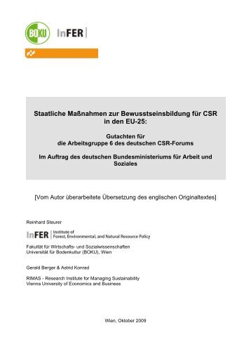Staatliche Maßnahmen zur Bewusstseinsbildung für CSR in den EU-25 ...