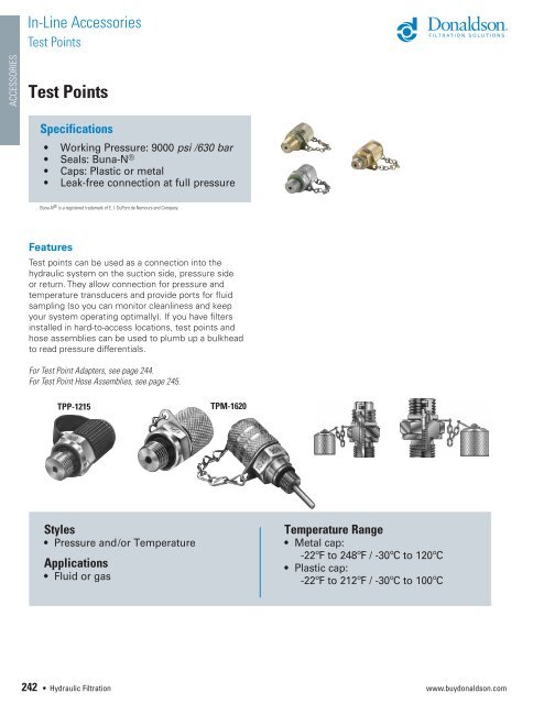 Test points -  Donaldson Company, Inc.