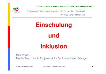 Einschulung und Inklusion - Staatliche Schulberatung in Bayern