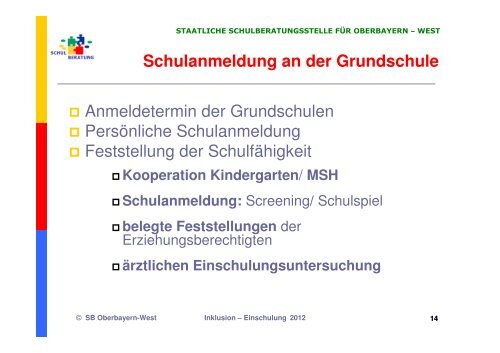 Einschulung und Inklusion - Staatliche Schulberatung in Bayern