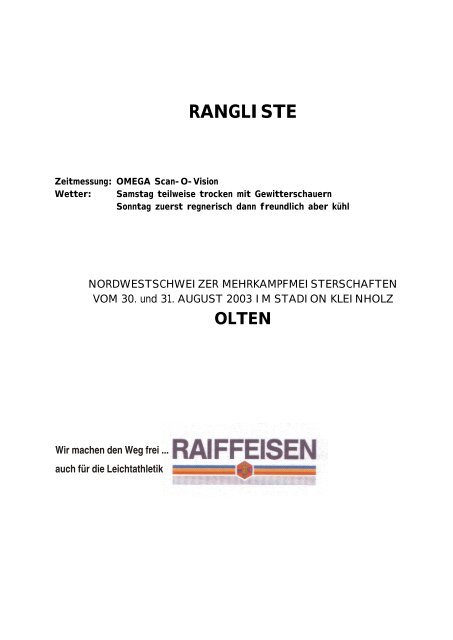 Rangliste Mehrkampf - BLV Nachwuchs